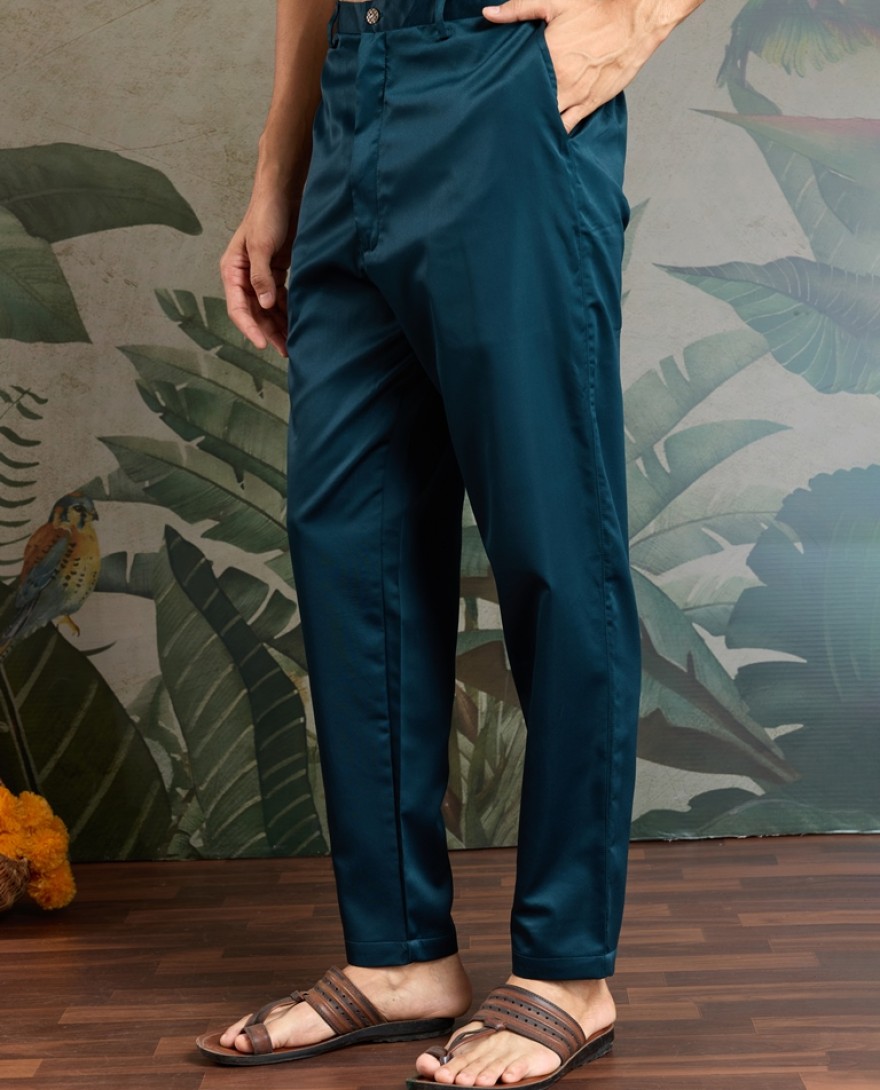 61104-BLUE - Midnight Blue Embroidered Kurta Set for Men